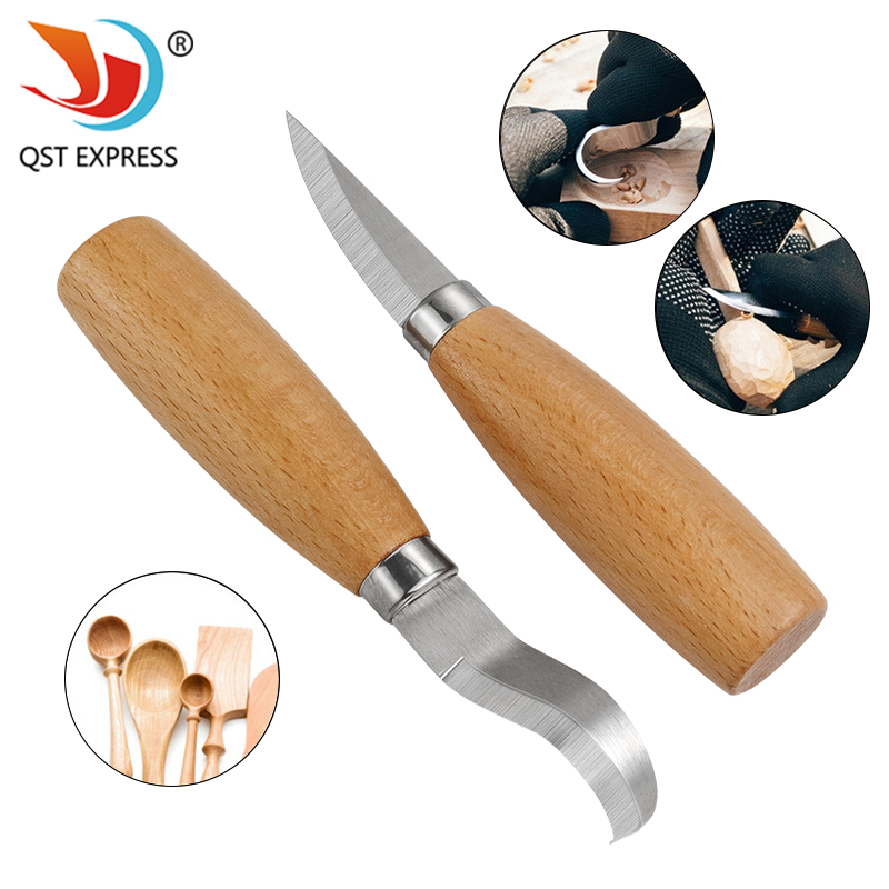 Woodworking Basics - Stainless Iron Carving Knife Beech Wood