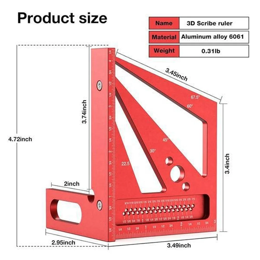Red 3D Multi Angle Measuring R - Woodworking Workshop Layout recension och pris